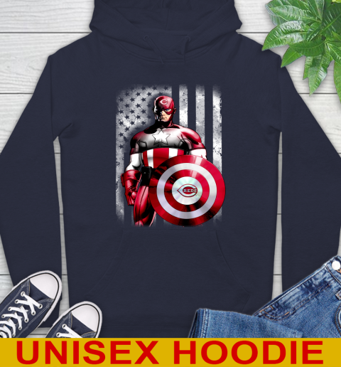 Cincinnati Reds MLB Baseball Captain America Marvel Avengers American Flag Shirt Hoodie 3