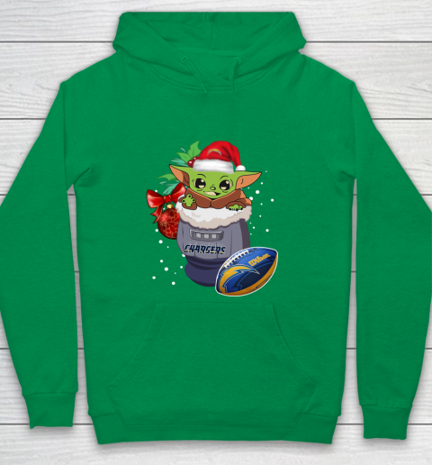 Los Angeles Chargers Christmas Baby Yoda Star Wars Funny Happy NFL Youth Hoodie 6