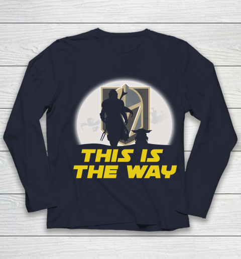 Vegas Golden Knights NHL Ice Hockey Star Wars Yoda And Mandalorian This Is The Way Youth Long Sleeve 2