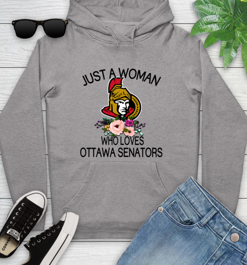 NHL Just A Woman Who Loves Ottawa Senators Hockey Sports Youth Hoodie 4