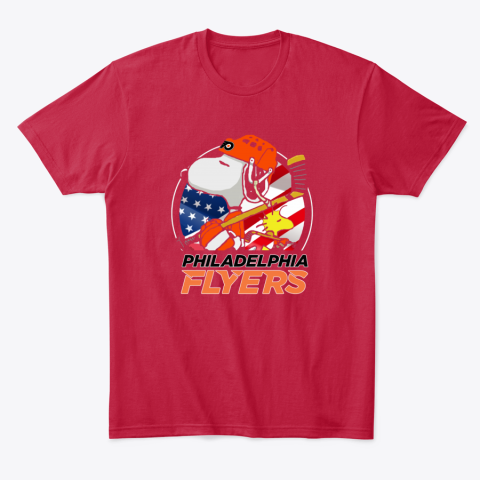 o2jb philadelphia flyers snoopy and woodstock nhl classic t shirt 2 front red