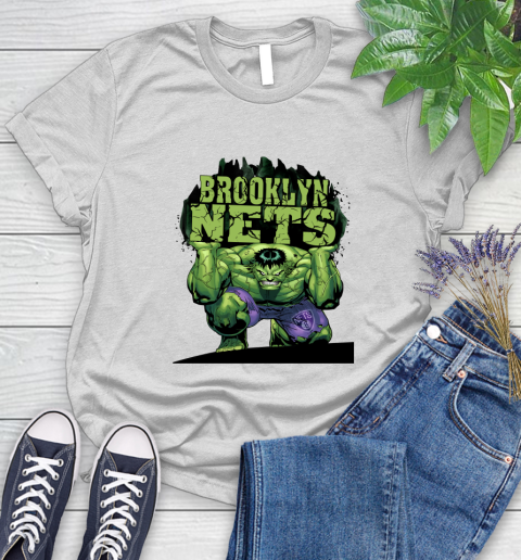 Brooklyn Nets NBA Basketball Incredible Hulk Marvel Avengers Sports Women's T-Shirt