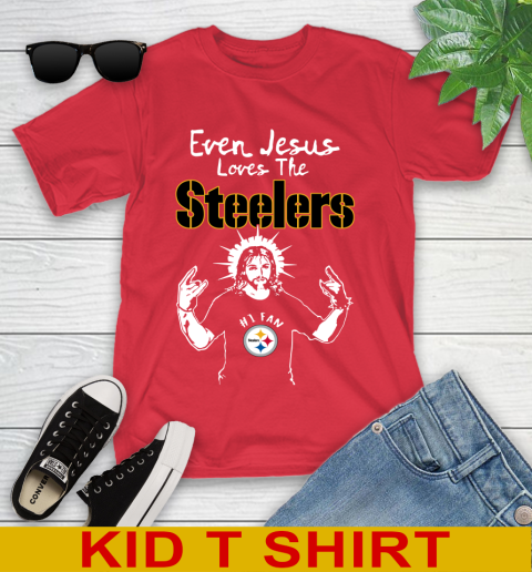 Pittsburgh Steelers NFL Football Even Jesus Loves The Steelers Shirt Youth T-Shirt 11