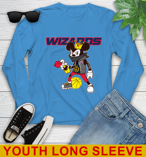 Washington Wizards NBA Basketball Mickey Peace Sign Sports Youth Long Sleeve 8