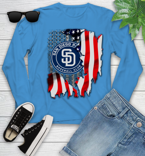 San Diego Padres MLB Baseball American Flag Youth Long Sleeve 8