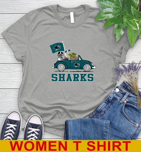 NHL Hockey San Jose Sharks Darth Vader Baby Yoda Driving Star Wars Shirt Women's T-Shirt 11