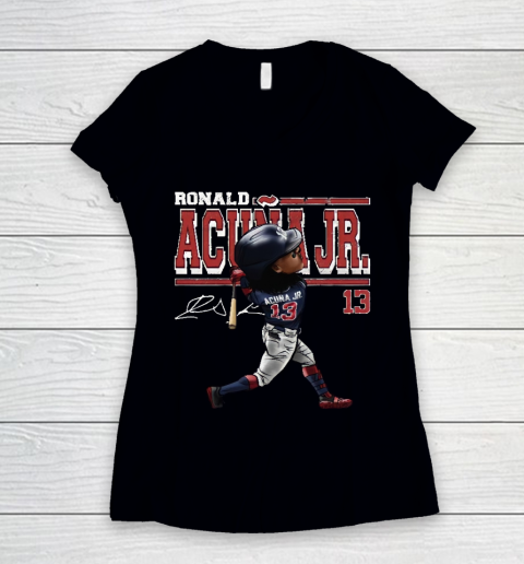 Ronald Acuna Jr Cartoon Women's V-Neck T-Shirt