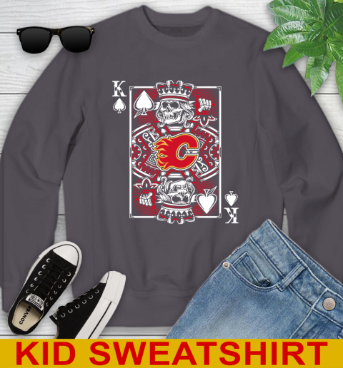 Calgary Flames NHL Hockey The King Of Spades Death Cards Shirt Youth Sweatshirt 5