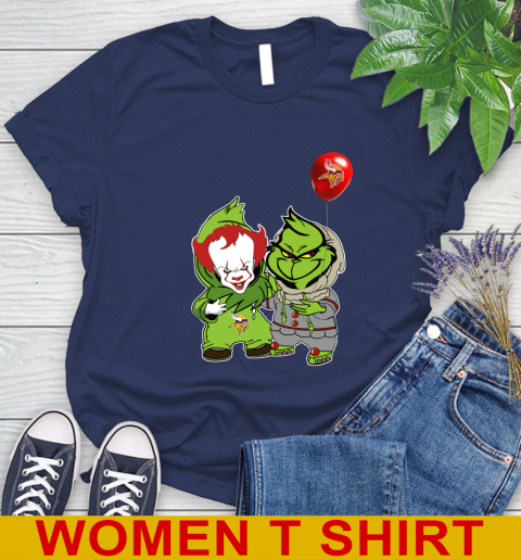 Minnesota Vikings Baby Pennywise Grinch Christmas NFL Football Women's T-Shirt 12