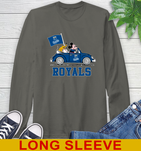 MLB Baseball Kansas City Royals Pluto Mickey Driving Disney Shirt Long Sleeve T-Shirt 8