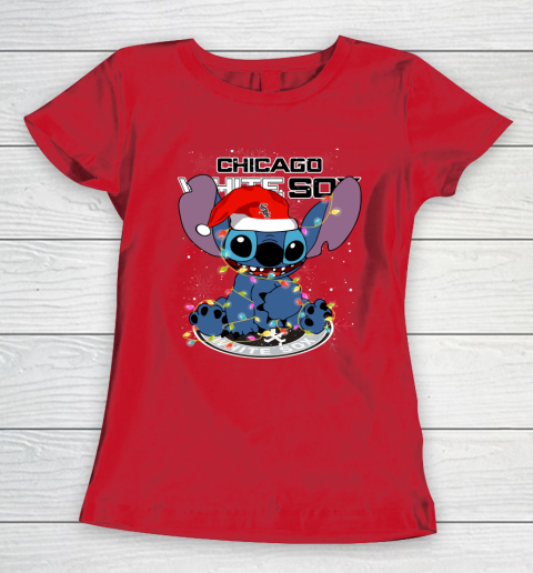Chicago White Sox MLB noel stitch Baseball Christmas Women's T-Shirt 7