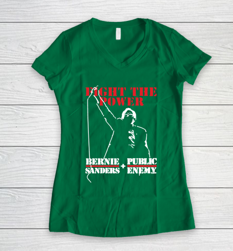 Fight The Power Bernie Sanders Public Enemy Women's V-Neck T-Shirt 3