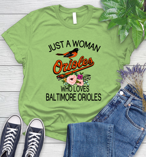 MLB Just A Woman Who Loves Baltimore Orioles Baseball Sports Women's T-Shirt 7