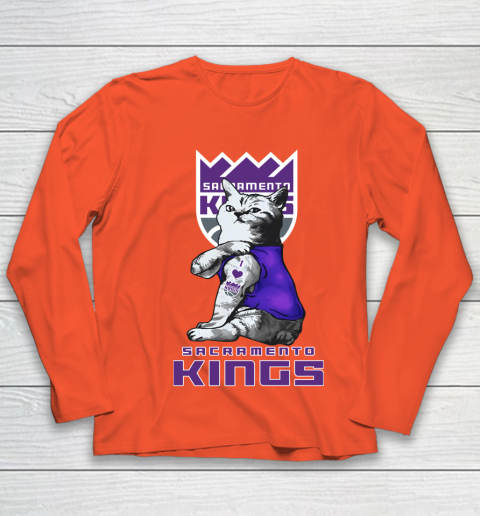 NBA Basketball My Cat Loves Sacramento Kings Youth Long Sleeve 3