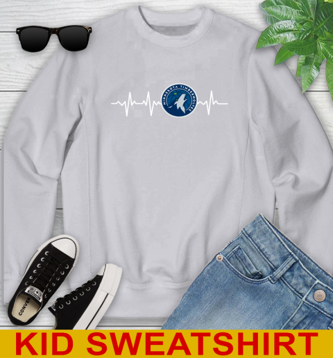 Minnesota Timberwolves NBA Basketball Heart Beat Shirt Youth Sweatshirt 3