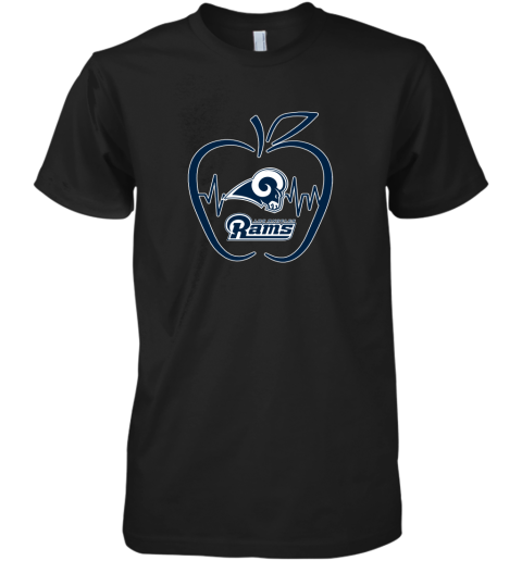 Apple Heartbeat Teacher Symbol Los Angeles Rams Premium Men's T-Shirt