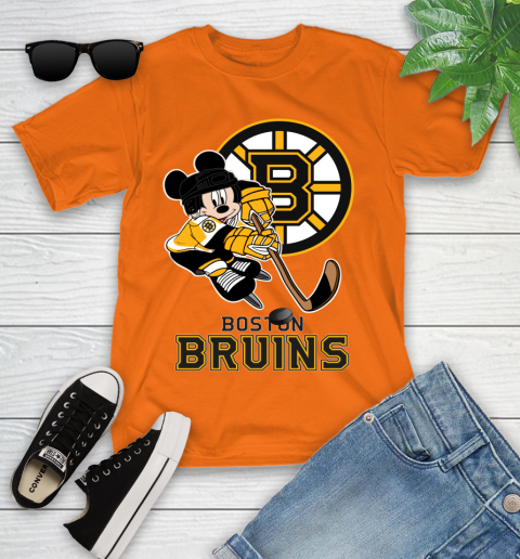 NHL Boston Bruins Mickey Mouse Disney Hockey T Shirt Youth T-Shirt 7