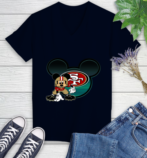 NFL San Francisco 49ers Mickey Mouse Disney Football T Shirt Women's V-Neck T-Shirt 3