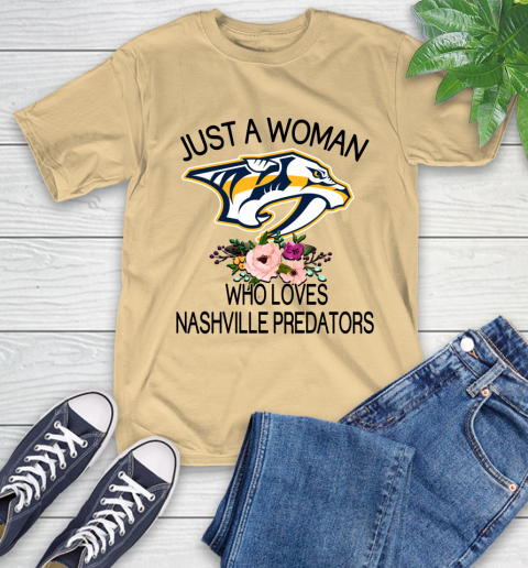 NHL Just A Woman Who Loves Nashville Predators Hockey Sports T-Shirt 6