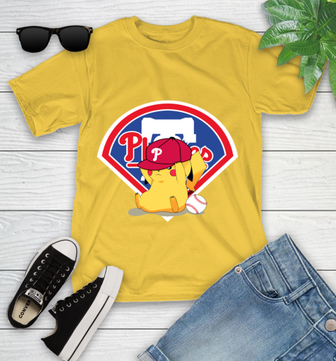 MLB Pikachu Baseball Sports Philadelphia Phillies Youth T-Shirt 8