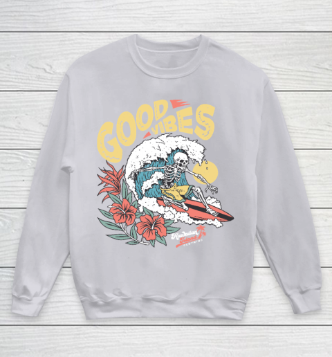 Good Vibes Skeleton Surfer Youth Sweatshirt 3