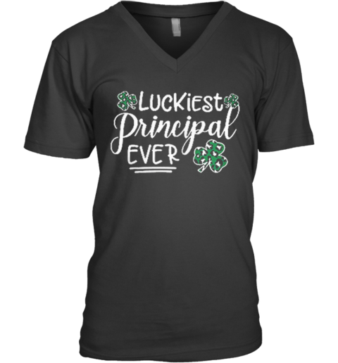 Shamrock Luckiest Principal Ever V-Neck T-Shirt