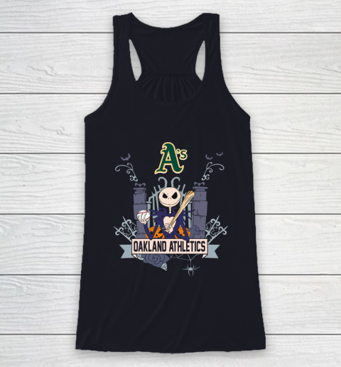 MLB Oakland Athletics Baseball Jack Skellington Halloween Racerback Tank 7