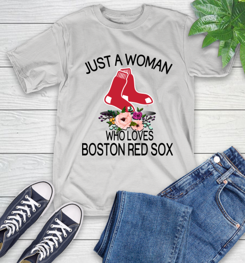 MLB Just A Woman Who Loves Boston Red Sox Baseball Sports T-Shirt