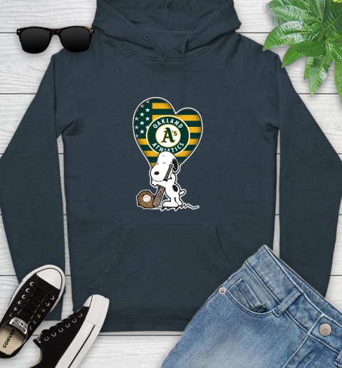 Oakland Athletics MLB Baseball The Peanuts Movie Adorable Snoopy Youth Hoodie 8