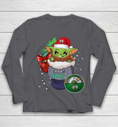 Boston Celtics Christmas Baby Yoda Star Wars Funny Happy NBA Youth Long Sleeve 8