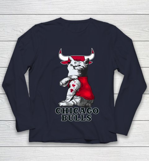 NBA Basketball My Cat Loves Chicago Bulls Youth Long Sleeve 2