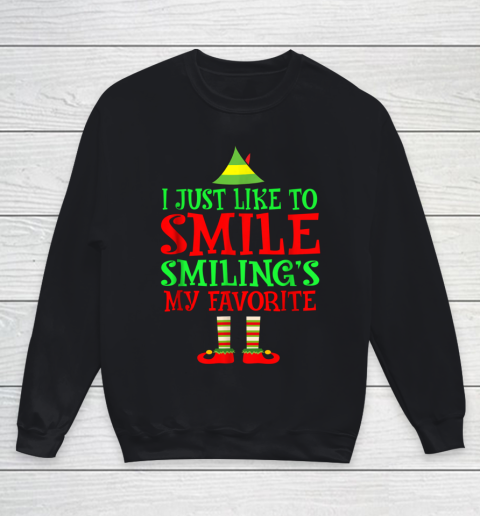 I Just Like to Smile Smiling is my Favorite X mas Elf Youth Sweatshirt