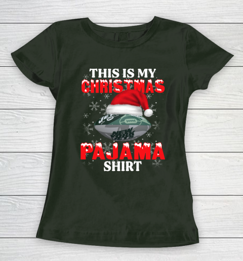 New York Jets This Is My Christmas Pajama Shirt NFL Women's T-Shirt 4