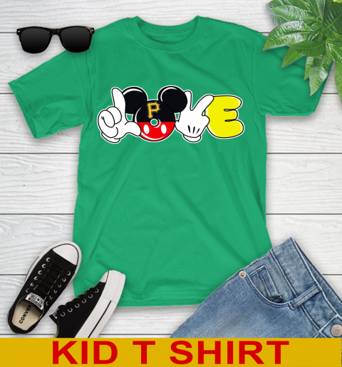 Pittsburgh Pirates MLB Baseball Love Mickey Disney Sports Youth T-Shirt 6