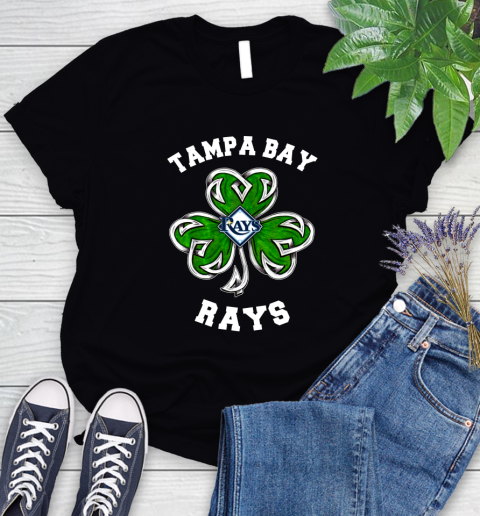 MLB Tampa Bay Rays Three Leaf Clover St Patrick's Day Baseball Sports Women's T-Shirt