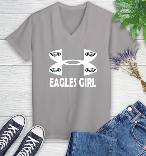 NFL Philadelphia Eagles Girl Under Armour Football Sports Women's V-Neck T-Shirt 4