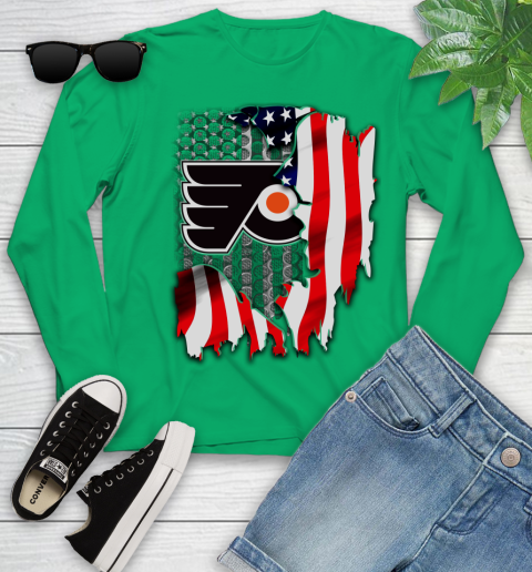 Philadelphia Flyers NHL Hockey American Flag Youth Long Sleeve 8 Philadelphia Flyers NHL Hockey American Flag Youth Long Sleeve - Image 8
