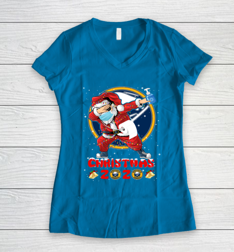 Buffalo Sabres Funny Santa Claus Dabbing Christmas 2020 NHL Women's V-Neck T-Shirt 5