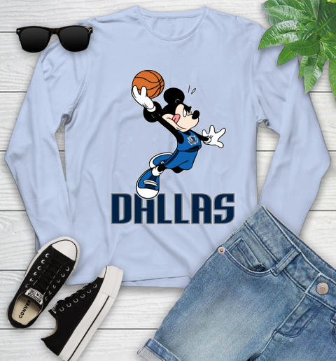NBA Basketball Dallas Mavericks Cheerful Mickey Mouse Shirt Youth Long Sleeve 9