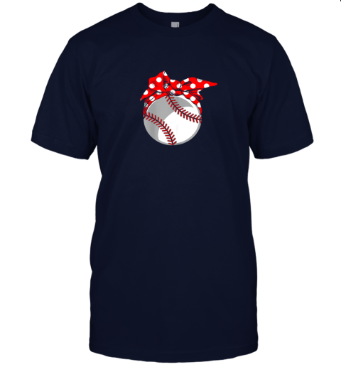 fxao baseball sport mom red polka dot bandana gift jersey t shirt 60 front navy
