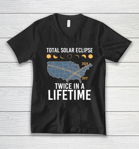 Twice In A Lifetime Solar Eclipse Shirt 2024 Total Eclipse V-Neck T-Shirt