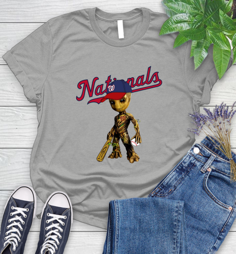 MLB Washington Nationals Groot Guardians Of The Galaxy Baseball Women's T-Shirt 10