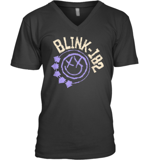 Official Blink-182 Purple Smiley Logo V-Neck T-Shirt