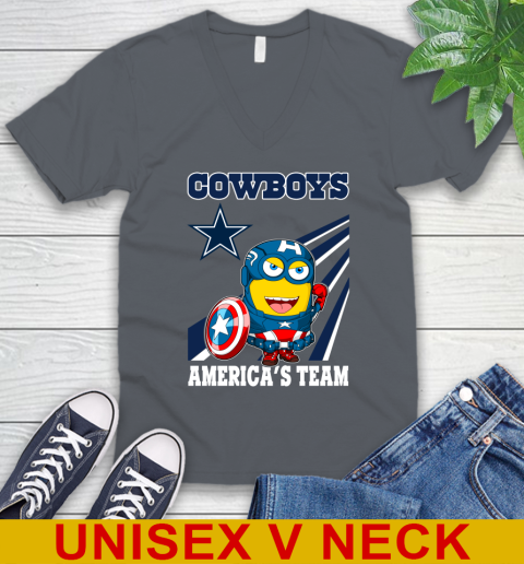 NFL Football Dallas Cowboys Captain America Marvel Avengers Minion Shirt V-Neck T-Shirt 4