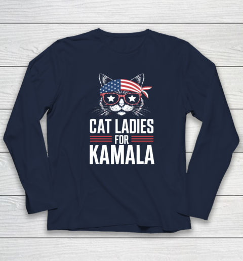 Cat Ladies for Kamala Funny Cat 2024 President Kamala Harris Long Sleeve T-Shirt 2