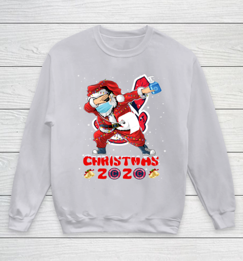 Cleveland Indians Funny Santa Claus Dabbing Christmas 2020 MLB Youth Sweatshirt 3
