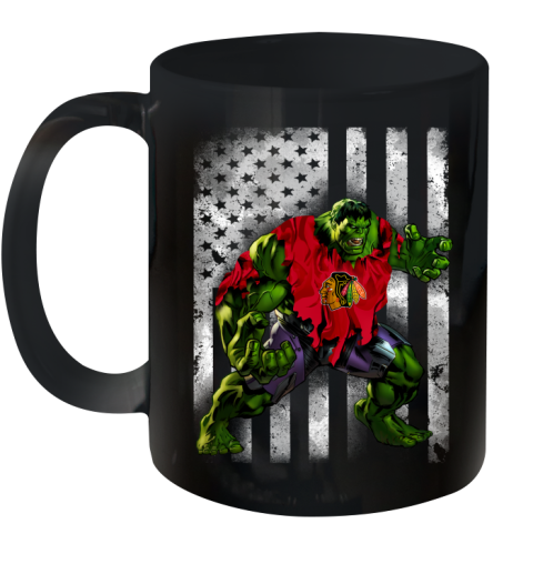 Chicago Blackhawks Hulk Marvel Avengers NHL Hockey American Flag Ceramic Mug 11oz