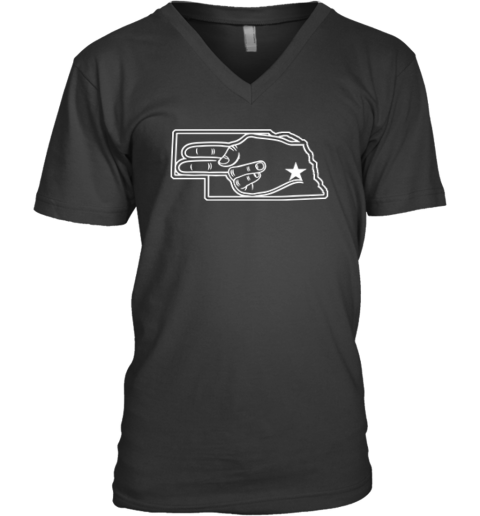 Nebraska Cornhuskers Go Big Red Hand Sign Premium V-Neck T-Shirt