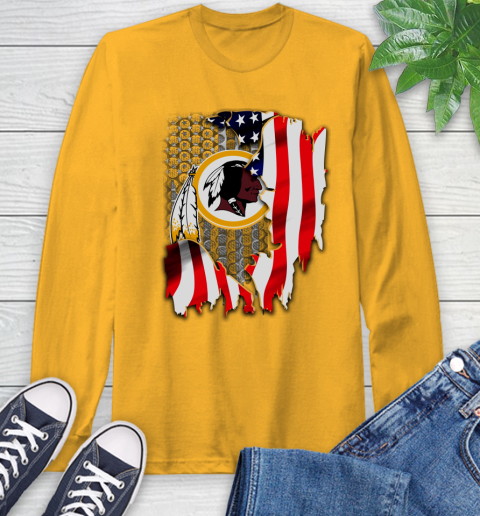 Washington Redskins NFL Football American Flag Long Sleeve T-Shirt 2