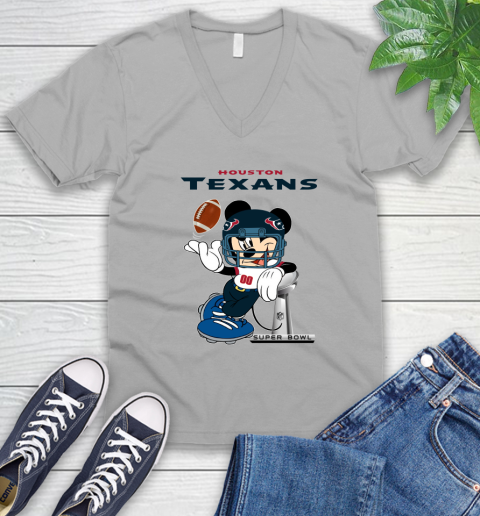 NFL Houston Texans Mickey Mouse Disney Super Bowl Football T Shirt V-Neck T-Shirt 4